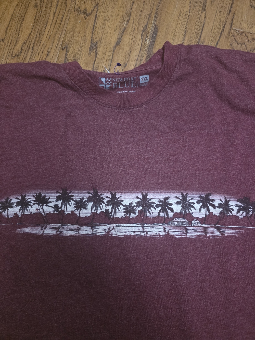 Newport Maroon Short Sleeve Tee with Palm Stripe Graphic - Picture 2 of 4